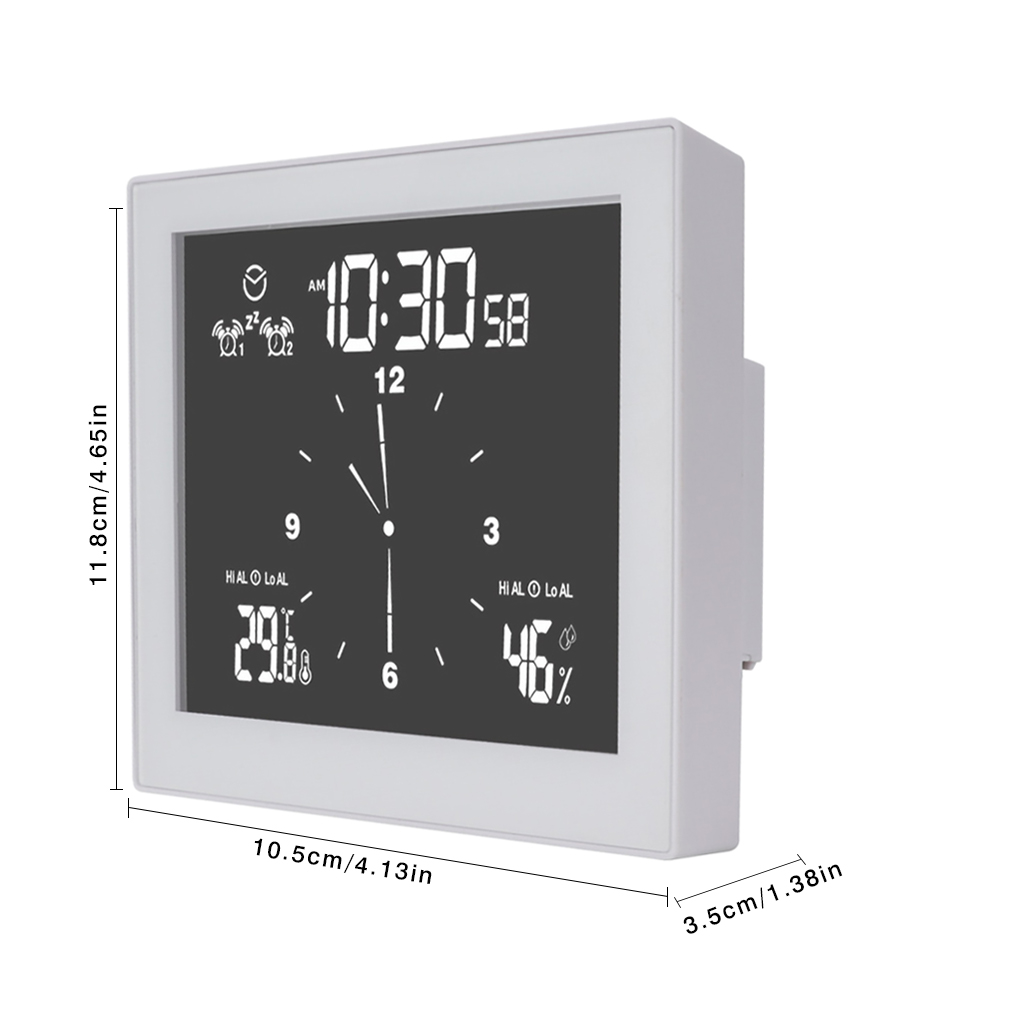 Bathroom Digital Clock Kitchen Wall Clock LCD Screen Waterproof Shower Timer Alarm Temperature Humidity Meter ABS LCD Screen 1pc