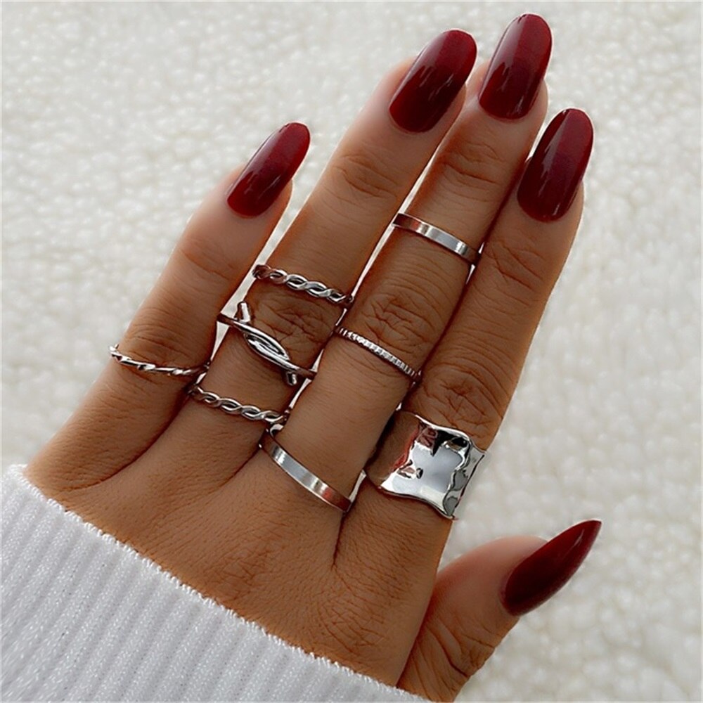 Moda Boho złote serce Twist zestaw pierścieni kobieta w stylu Vintage geometryczny krzyż Finger Knuckle Rings dla kobiet 2022 Trendy biżuteria prezent: IF2340846-02