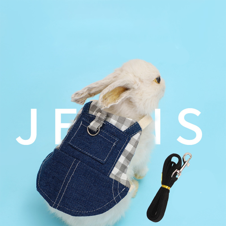 Vêtements de lapin, veste en jean, manteau pour animaux de compagnie, harnais pour petits animaux, gilet, ensemble de chapeaux, furet, lapin, Hamster, fournitures pour petits animaux de compagnie, laisse pour chien