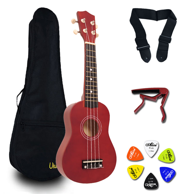 21 Inch Ukulele Hawaii Guitar Mini Guitar Ukelele Sets Bag Capo Strap Picks Kit Music for Kids 14 color UK001A: Brown with sets