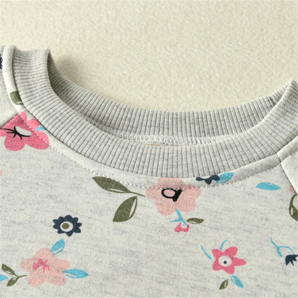 Binbi bjørn efterår og vinter piger langærmet t-shirt bund skjorte friske blomster rund hals kvindelig baby sweater