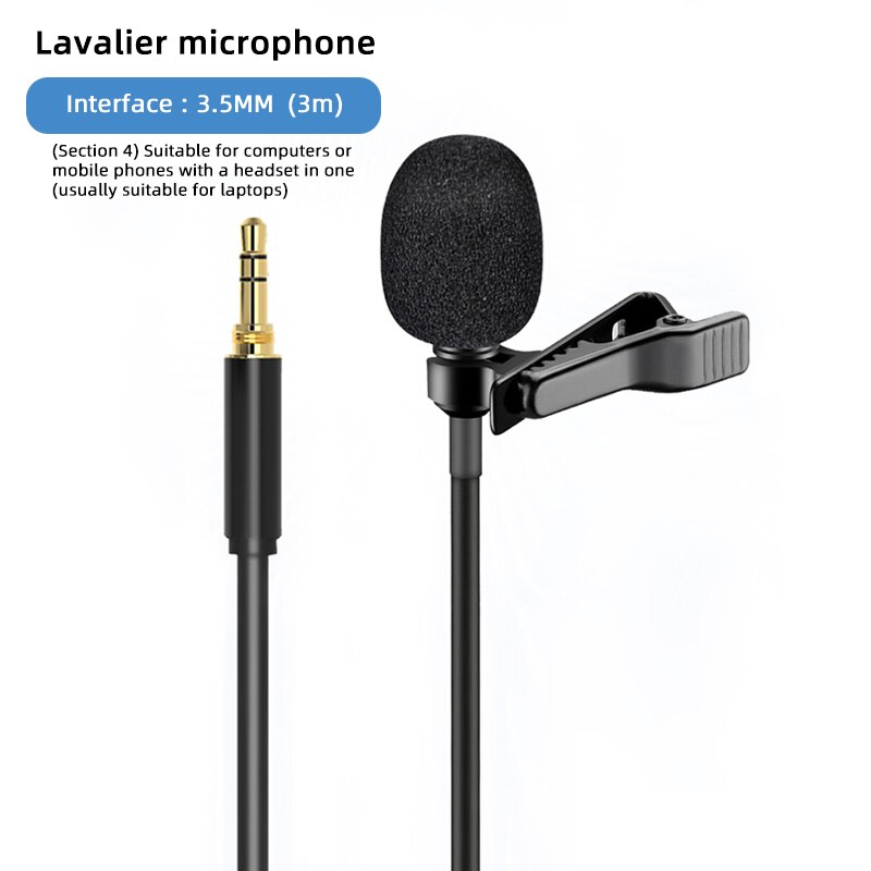 CELLA CITY Classic Jack Lavalier Microphone 3.5mm Tie Clip Metal Microphone Mini Audio Mic for Computer Laptop Mobile Phone: B1-3.5mm-3m