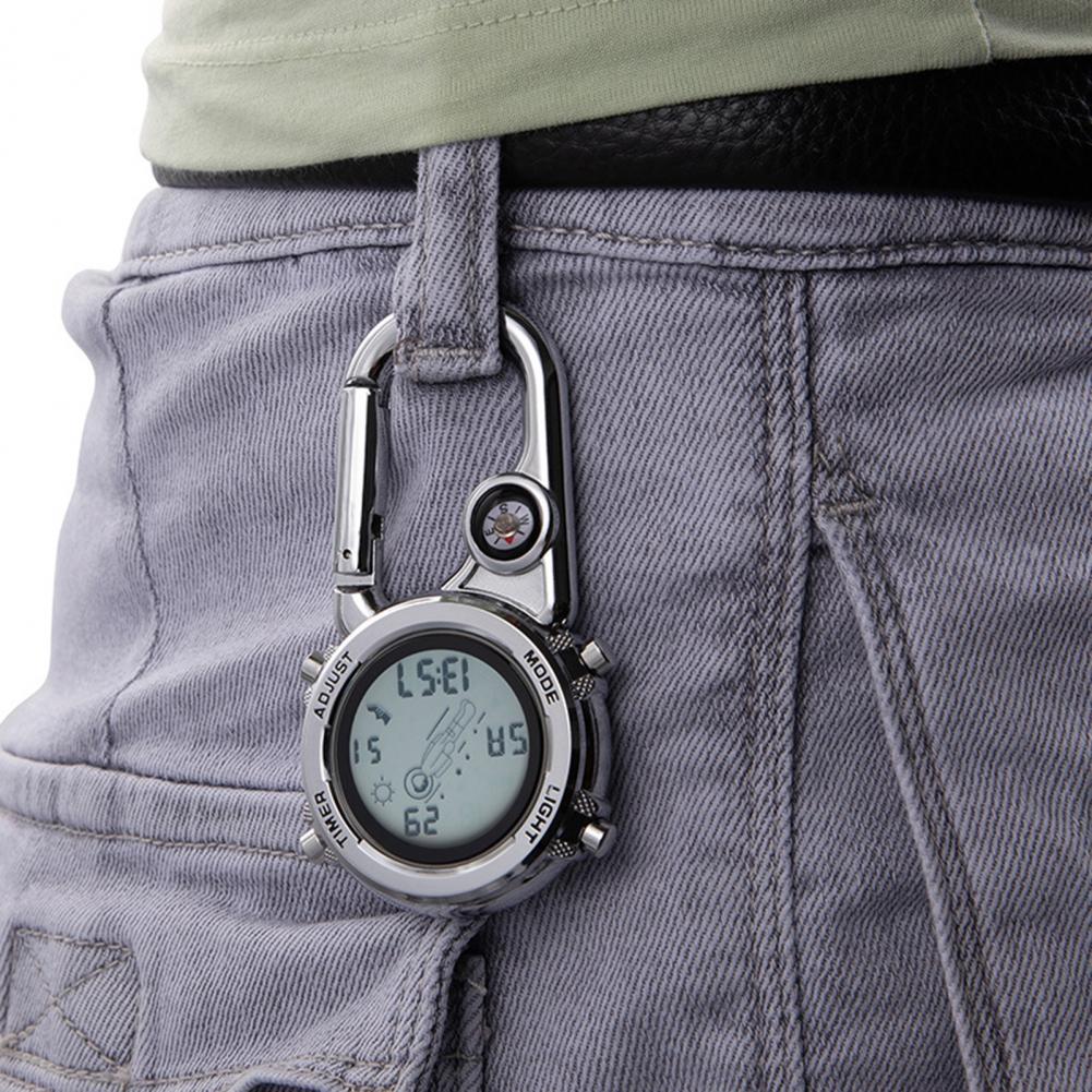 Digital Carabiner Watch Anti-oxidation Shock Resistance Anti-scratch Backpack Belt Pocket Clip on Watch for Outdoor