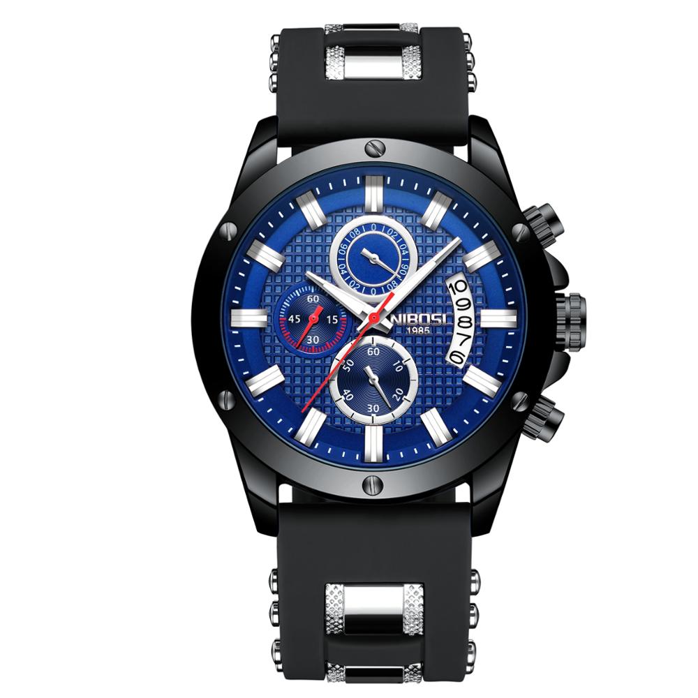Nibosi Sport Zwart Heren Horloges Top Luxe Horloge Voor Mannen Siliconen Horloge Waterdicht Quartz Klok Relogio Masculino: 2