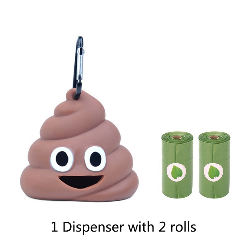 Dog Poop Bag Pet Supplies 1Set Waste Bag Funny Shape Poop Bags Fits For Pet Storage Box Popular Dispenser Holder: Dispenser And 2Green
