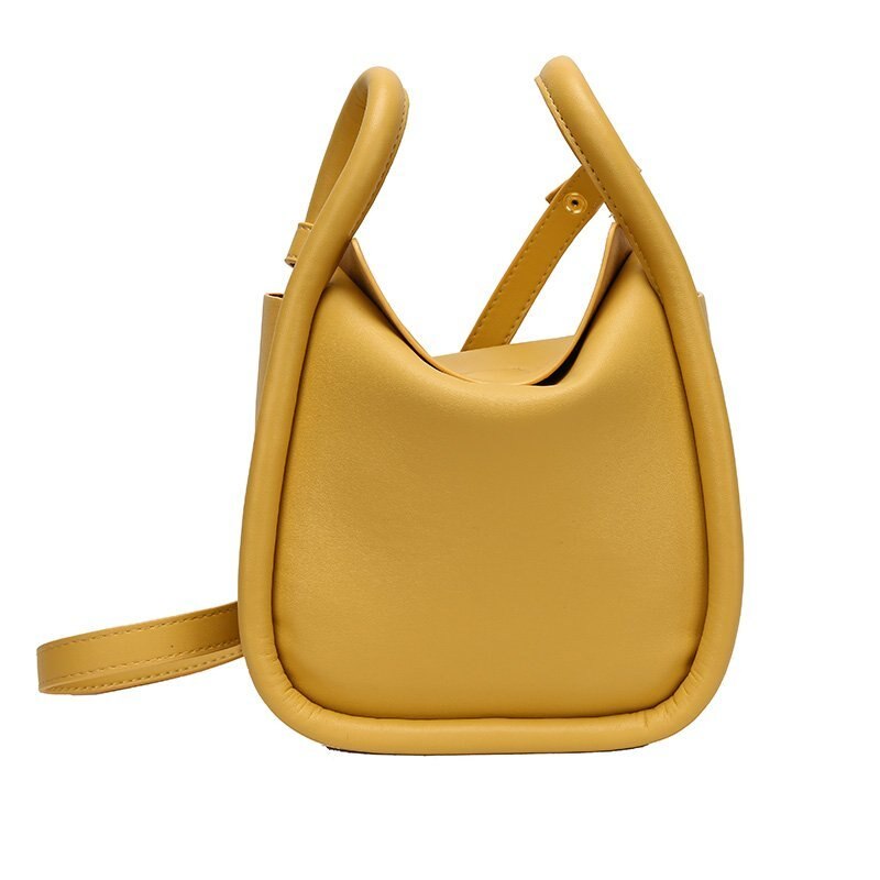 Sacos de balde de couro do plutônio da cor sólida para as mulheres 2020 verão simples senhoras crossbody ombro bolsas senhora sacos da forma: Yellow
