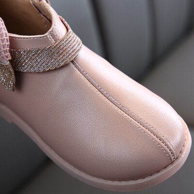 Kinderen Schoenen PU Leer Platte Laarzen Boog Knoop Kids Meisjes Prinses Enkel Zip Laarzen Casual Meisje Peuter Lederen Korte Laarzen schoenen