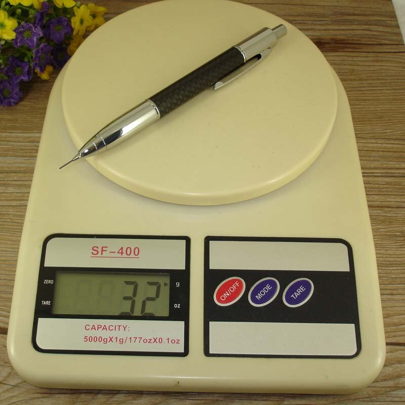 ACMECN Unisex Carbon Fiber Pencil Propelling Push Silver Trim Sketch drawing 0.7mm Mechanical Lead Pencils