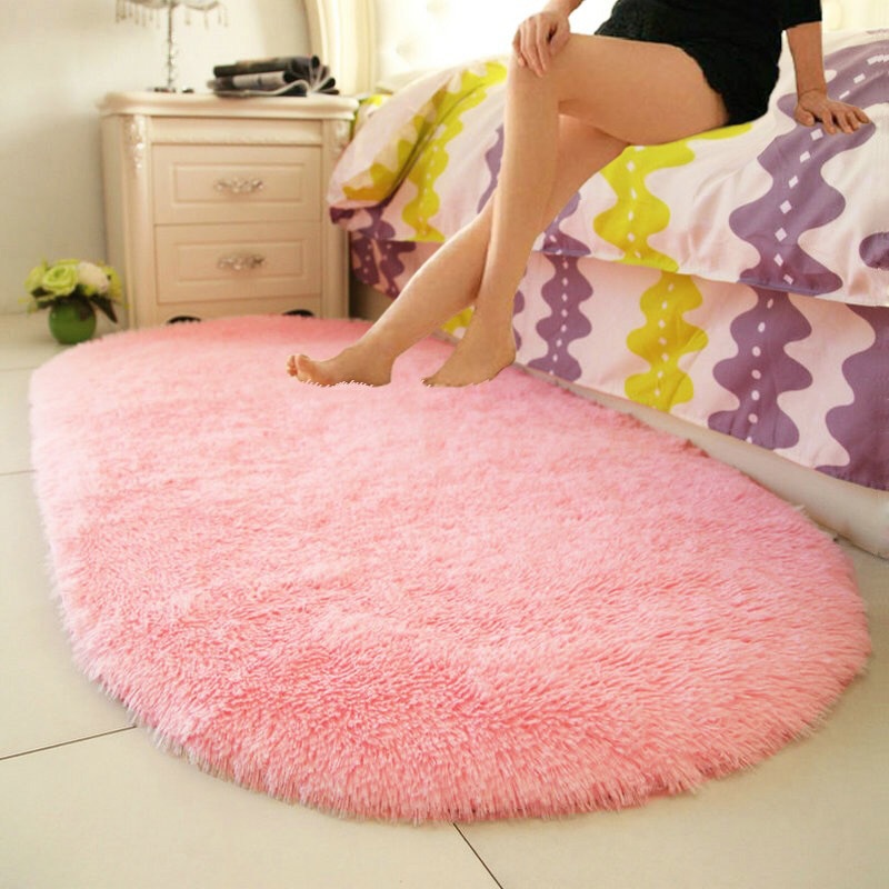 Ensfarget ovale vaskbare gulvmatter til hjemmet stue teppe soverom seng foran teppe salongbord teppe 40 x 60cm h99f
