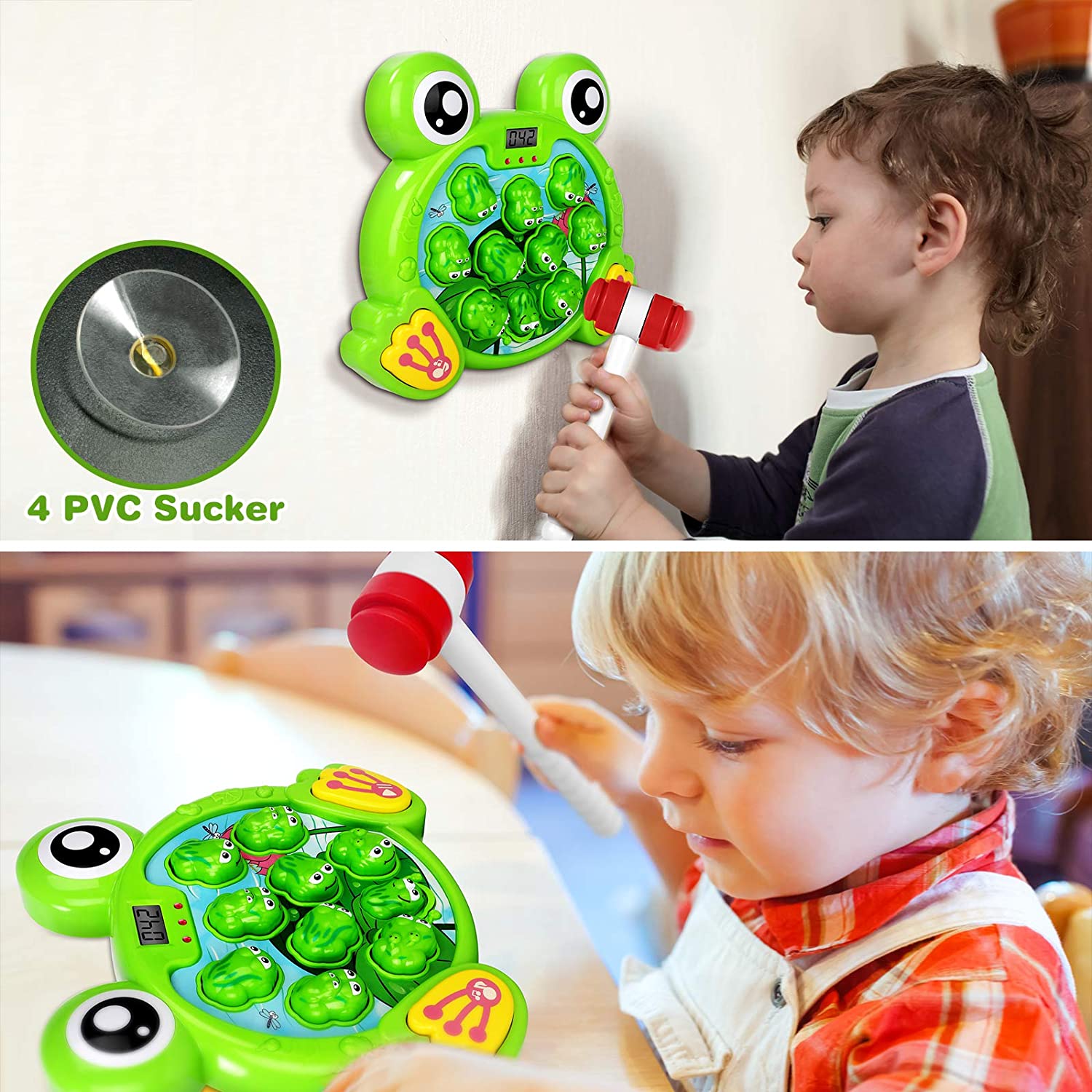 Interactive Whack A Frogs Game Early Education Developmental Toy 12.59 Inch With Music Baby Toys