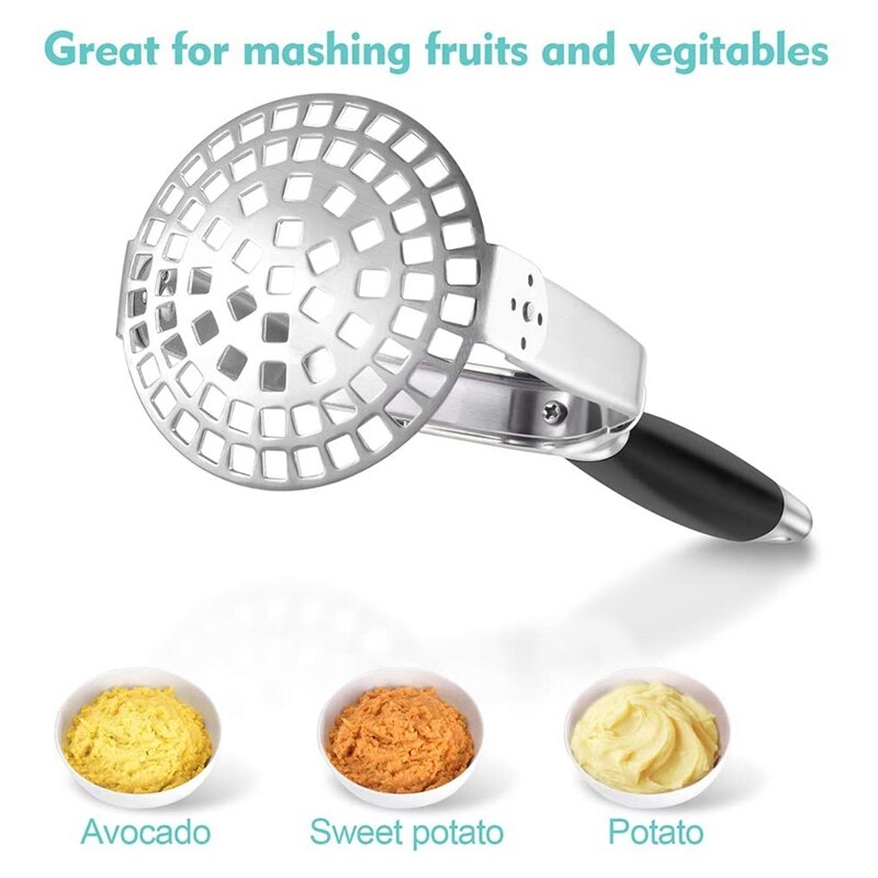 Stainless Steel Potato Masher for Mashing Potatoes, Fruits and Cooked Vegetables