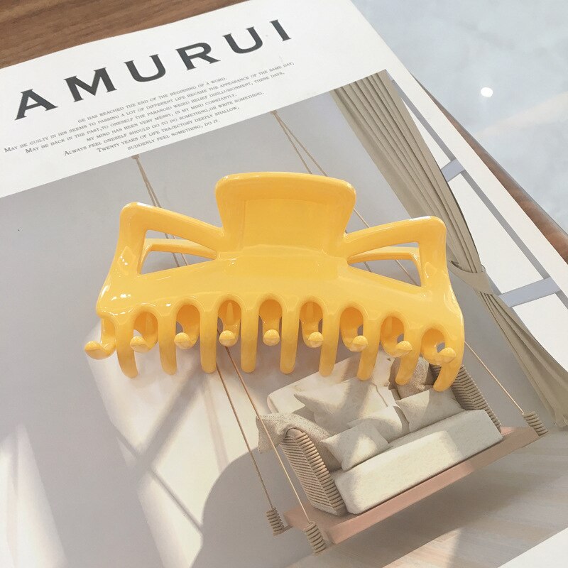 Huanzhi 2020 elegante grande resina multicolorido hairpins banho de cabelo captura tubarão clip para meninas acessórios de cabelo estilo de cabelo fazer: D-11x5.5cm