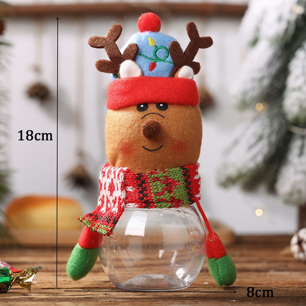 1Pc Santa Claus Snowman Candy Jar Empty Chocolate Cookie Candy Box Storage Bottle DIY Year Christmas Party Kids Navidad: Elk