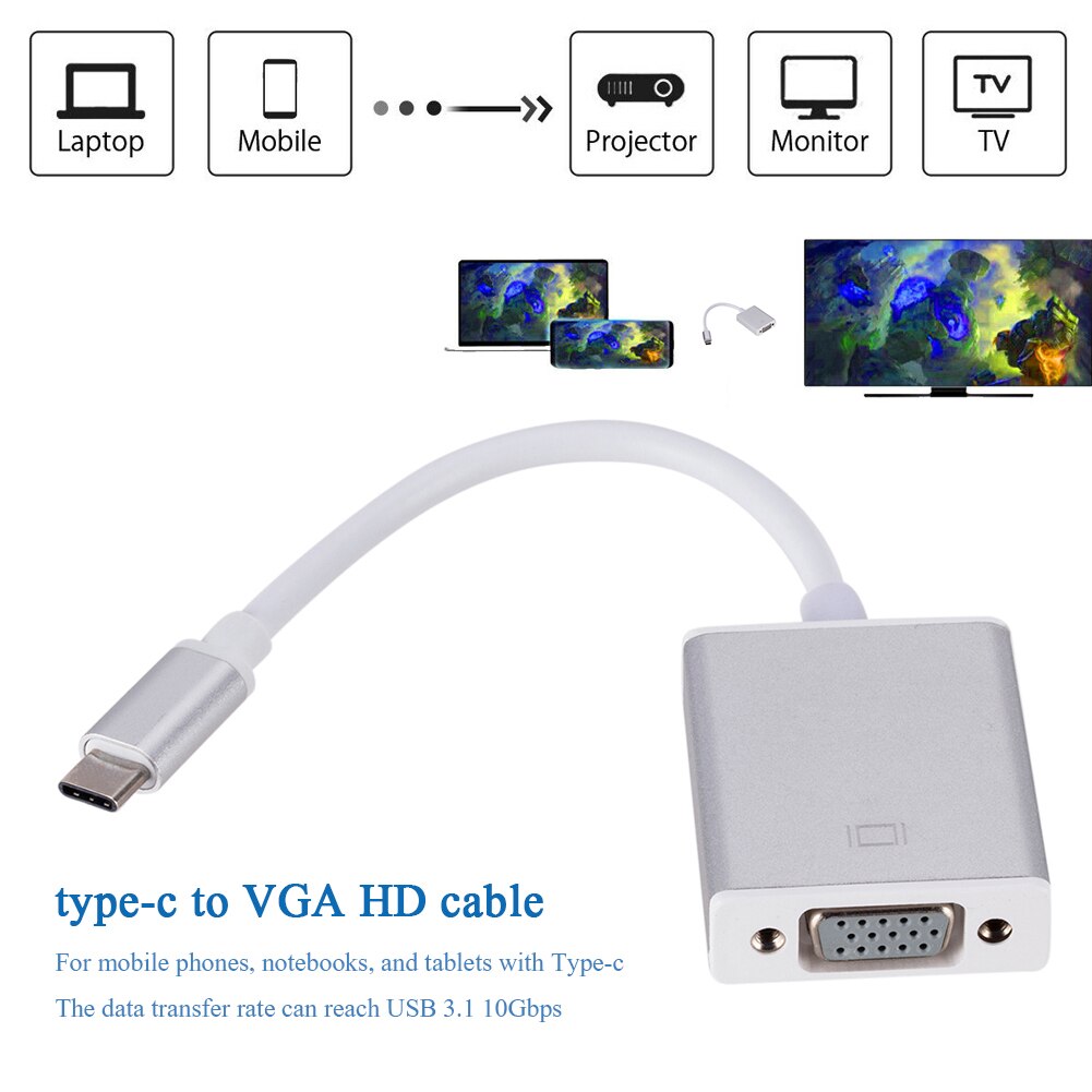 Alloyseed Type C Naar Vga Kabel Usb 3.1 Type C Mal... – Grandado