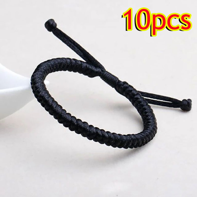 1-30 Uds. Pulseras hechas a mano de color rojo de la suerte para mujeres y hombres, pulseras con nudos de cuerda trenzada ajustable budista tibetano, pulseras de joyería,: Verde oscuro