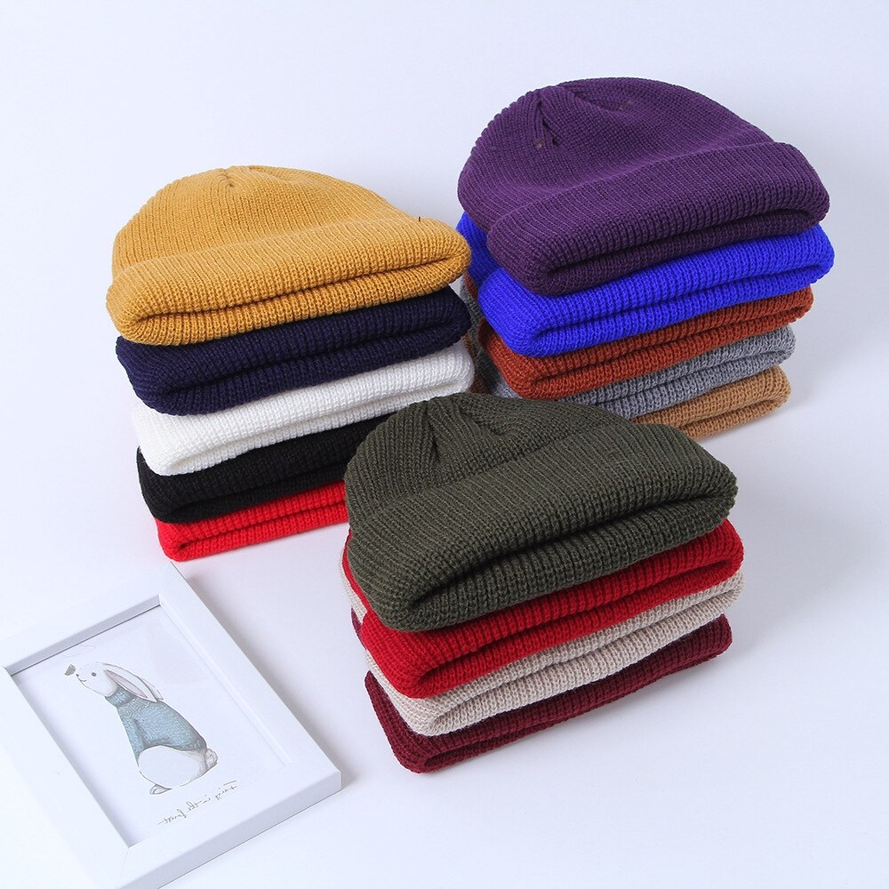 Cappelli lavorati a maglia per Le Donne Scutellaria Uomini Cappello Del Beanie di Inverno Retro Senza Tesa Baggy Melon Cap Polsino Docker Pescatore Berretti Cappelli Per uomini