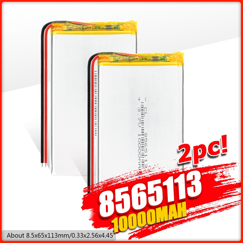 3.7V polymer lithium battery 10000mah 8565113 mobile power charging treasure DIY rechargeable For MP4 GPS Tablet MID Power Bank