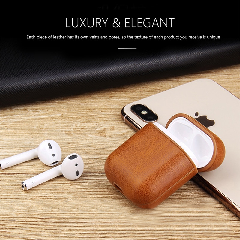 Capa de couro para airpods 2, capa para apple airpods 2 alça pc + estojos de cobertura com botões, película protetora de couro para airpods, dropshipping