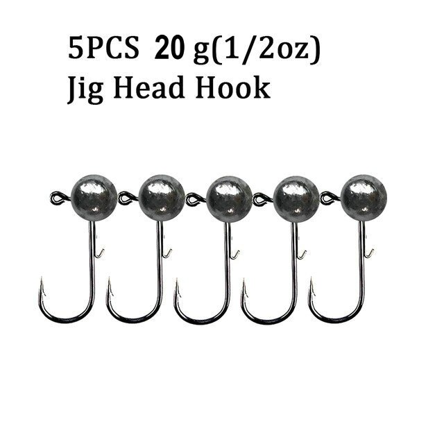 Hameçon de pêche à tête plombée pour ver mou, crochet de pêche à tête plombée, 2g 3g 5g 7g 10g 15g 20g, 5 pièces/10 pièces: 5pcs 20g fishhook