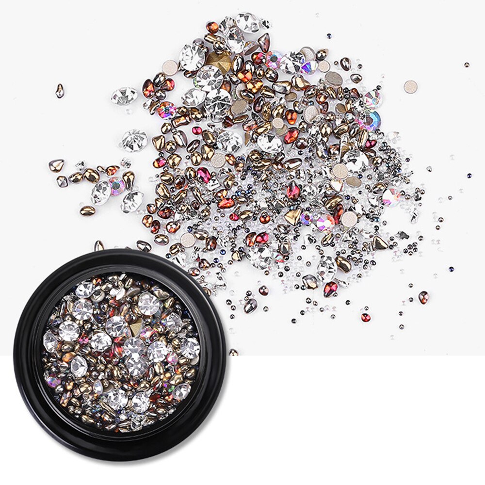 Nail art smykker luksus mine sort mikro bor hybrid sort knækket bor net rød 3d diamant krystal sand negle art dekoration: A -04