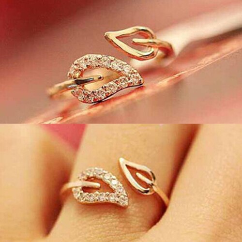 Frauen Einstellbare Strass Blätter Öffnung Manschette Ring edelstahl schmuck frau Engagement ringe hochzeit Ring für frauen