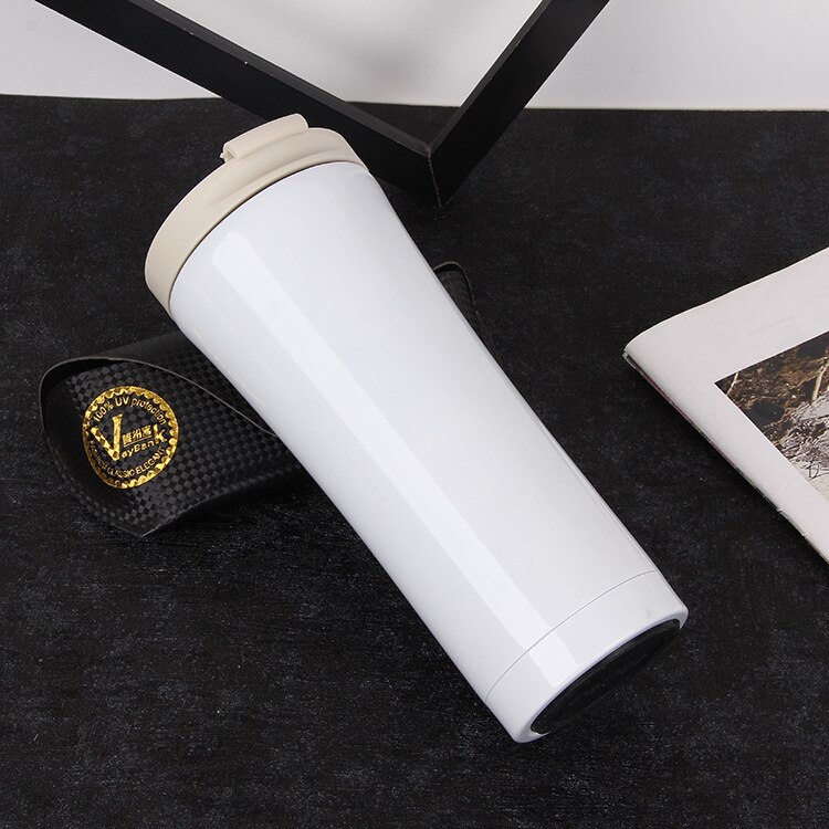 UPORS Neue 500 ml Kaffee Becher Edelstahl Thermos Tasse Doppel Zauberstab Kaffee Tee Bahre Becher Wasser Flasche Thermocup draussen reise Becher: Weiß