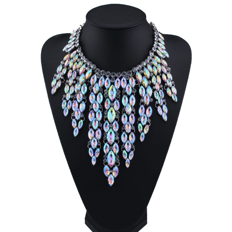MYDANER-Collar grueso multicolor con diamantes de imitación para mujer, Gargantilla, joyería: B2