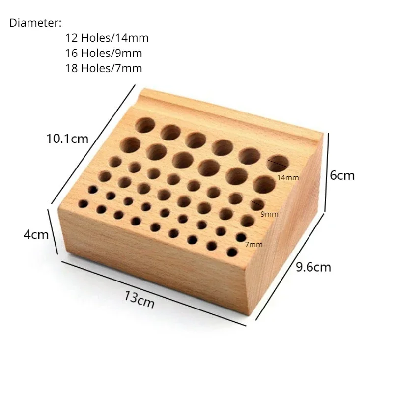 Caja portaherramientas de reparación de relojes con 46 agujeros, estante de madera, artesanía de cuero, herramientas de trabajo hecho a mano, organizador, almacenamiento de brocas para tallar