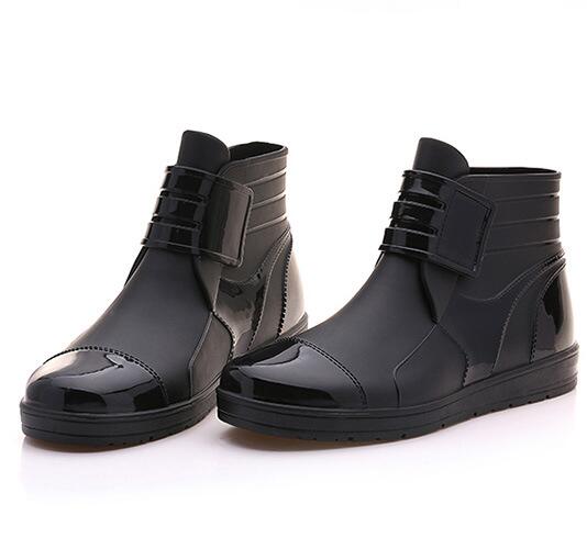 Aleafalling pvc wodoodporne kalosze wodoodporne płaskie z butami męskimi przeciwdeszczowymi dla obu płci gumowe botki robić kostki z klamrą botas  m014