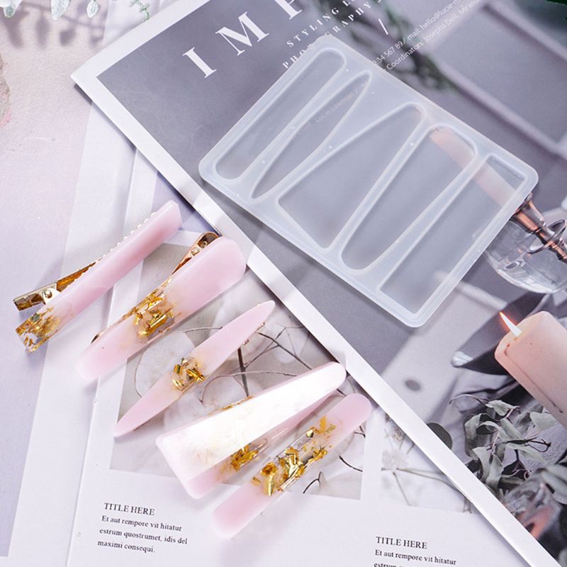 Przezroczysta żywica epoksydowa żywica formy klips do włosów Barrette odlewania formy silikonowe DIY rzemiosło biżuteryjna spinka do włosów Making Tools