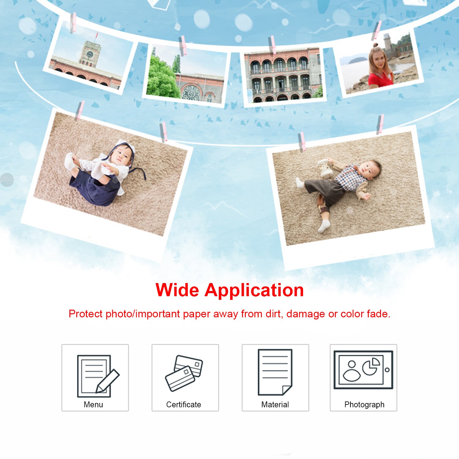 A4 Laminating Film Pouches Protection Sheet 3.9mil 100pc/set for Photo Paper Document Laminating Home Office Supply