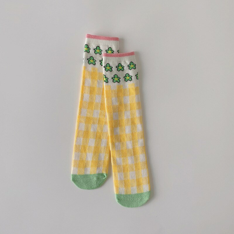 [C129] formato libero 1 paia 1-12T moda bambino Trendy colore brillante cotone calza a tubo lungo assorbente del sudore: A