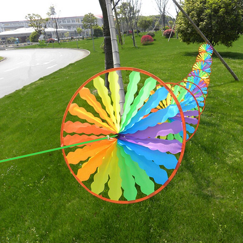 Wheel Rainbow Windmill Wind Spinner Whirligig Garden Home Lawn Yard Decoration