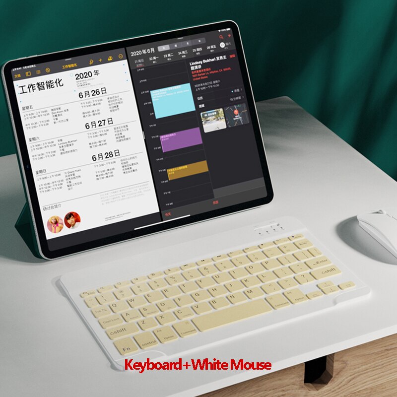 Klawiatura i mysz Bluetooth uniwersalna klawiatura telefonu dla ipada Samsung tabela bezprzewodowa klawiatura myszy akumulator Ultra cienki: one set yellow