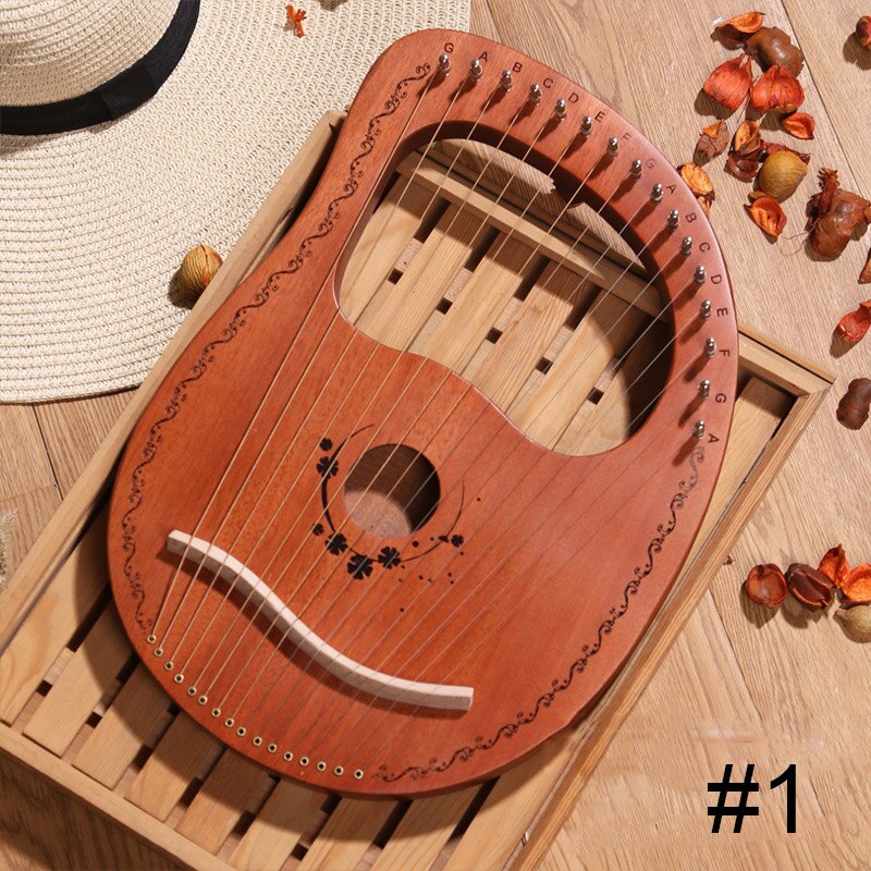 16-Tone Log Lyre Portable Musical Instrument 16-Strings Solid Wood Veneer Lyre Stringed Instrument LMH66: 1