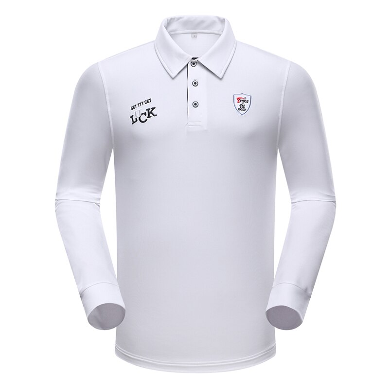 Herre golfbeklædning langærmet skjorte sportsuniformer forår og efterår langærmet t-shirt åndbare pullovere plus størrelse: Hvid / L