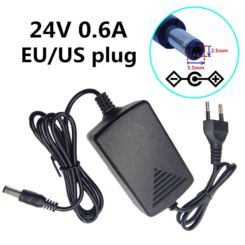 Power Adapter AC to DC 24V 0.6A 600mA Converter desktop Transformer 24 Volt Power Supply dc5.5mm*2.5mm/2.1mm EU US Plug