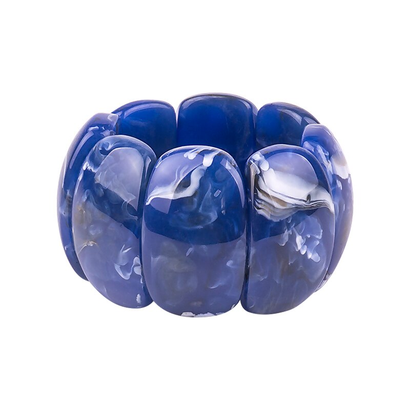 Brazalete clásico de resina para mujer, pulseras grandes de , brazaletes geométricos anchos de acrílico elástico, joyería Simple con dijes para mujer: blue