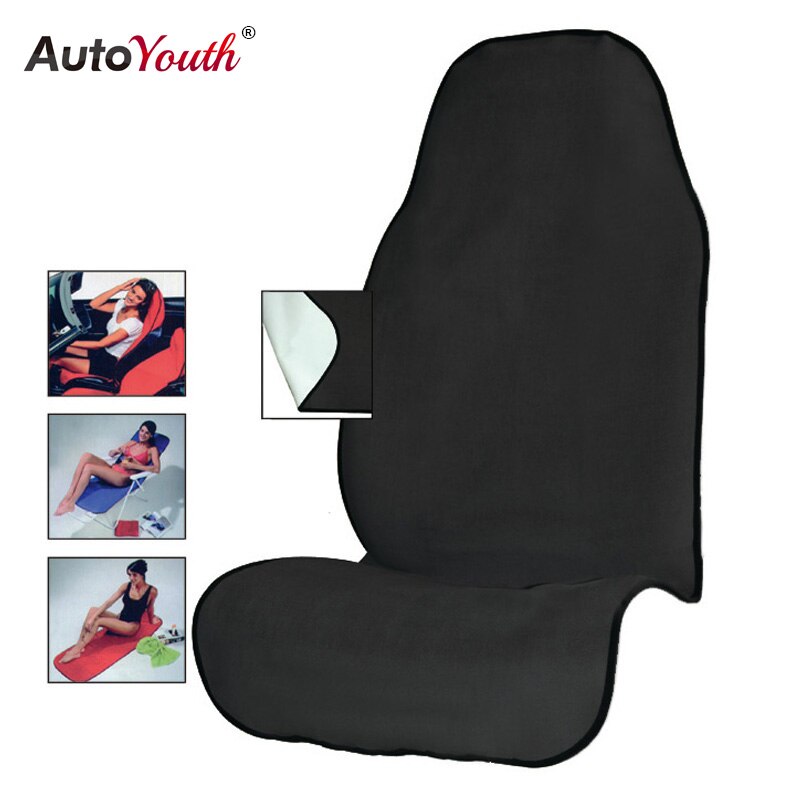 Autoyouth handdoek zitkussen strandmat voorstoelhoes universele pasvorm stoelbeschermer huisdiermat sportwagen-styling 1pc: Zwart