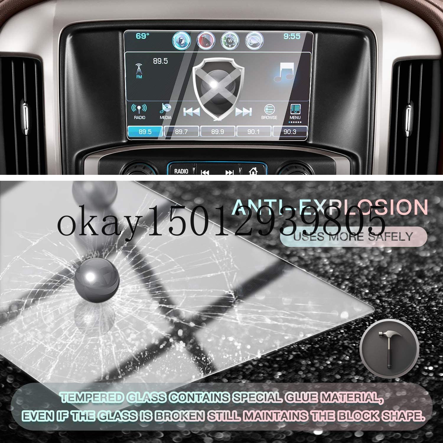 Voor Chevrolet Silverado 1500HD 2500HD 3500HD Mylink Auto Navigatie Touch Screen Protector, helder Gehard Glas (8 Inch)