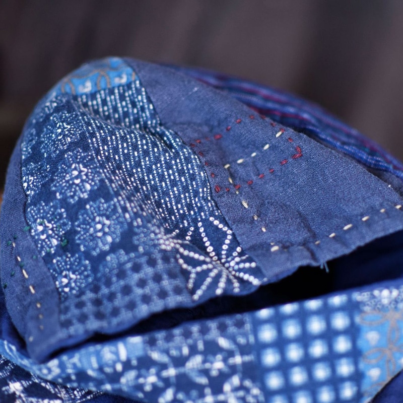 Johnature las mujeres sombreros de lino de algodón de estilo chino estampado azul Floral mujer sombreros