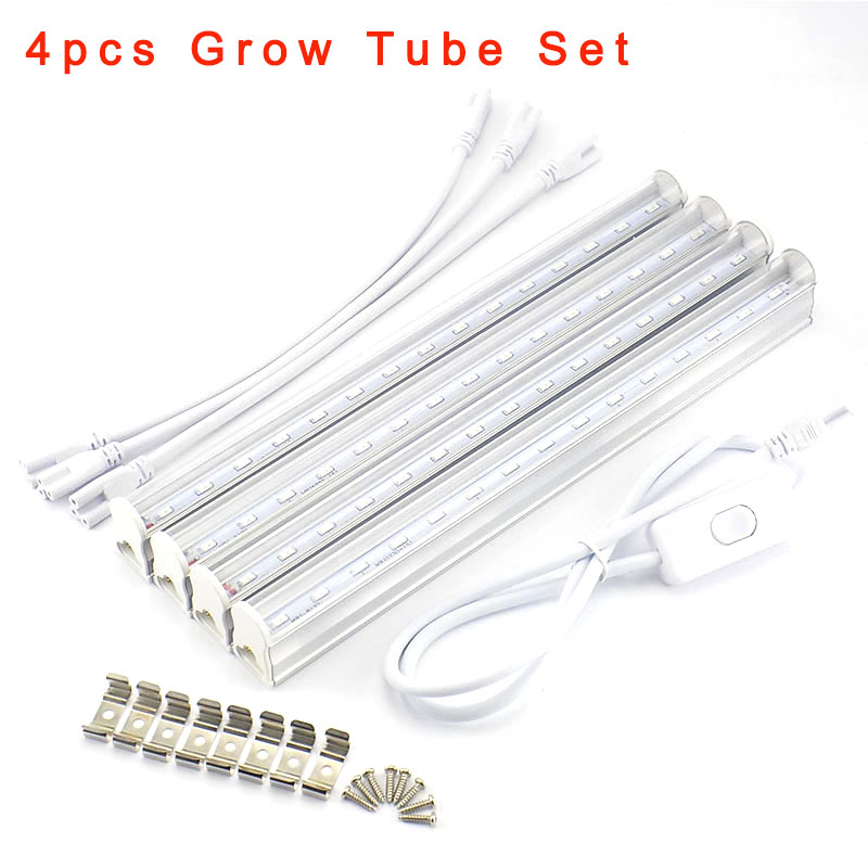 Lampe horticole de croissance Led T5, 1/2 pièces, rouge/bleu, pour culture de légumes en serre/chambre de culture intérieure, tente/jardinière: 4PCS Grow Tube set