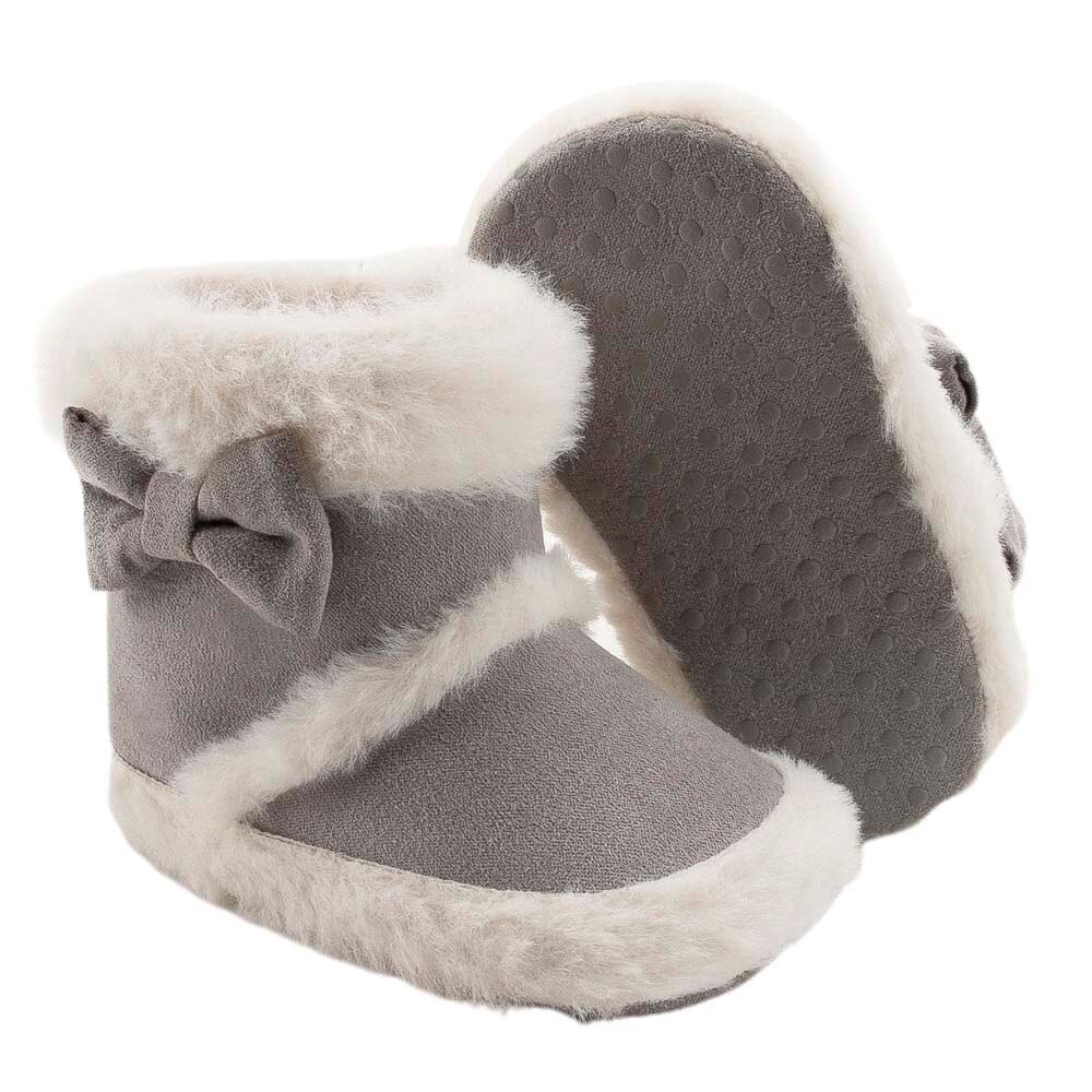 Bebê inverno botas de neve sola macia antiderrapante quente tornozelo botas com guarnição de pele do falso e arco bebê inverno algodão botas quentes: 2 / 12 to 18 months