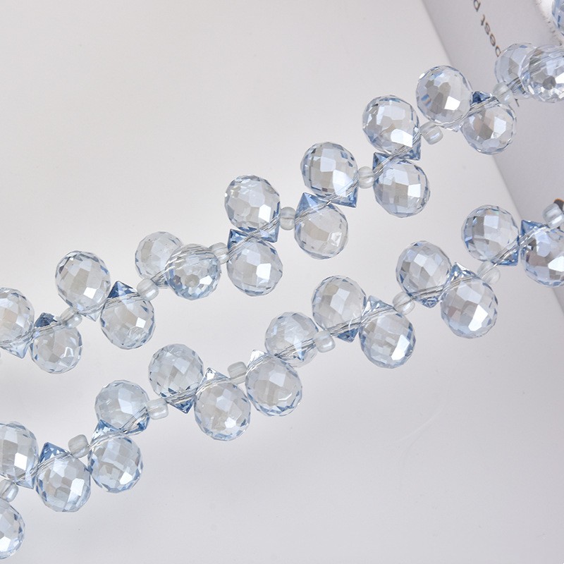 20 stk. ab farvede facetslebne glasperler, 6*7mm skinnende krystal jordbærperler til smykkefremstilling, forsyninger, armbånd, øreringe, tilbehør: Himmelblå