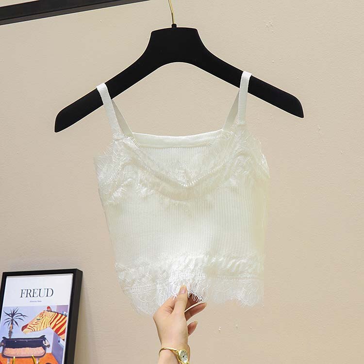 Heliar tricô casoles coreano espaguete estilingue branco sexy colete feminino camis 2019 verão casual hallow fora do laço soles: WHITE