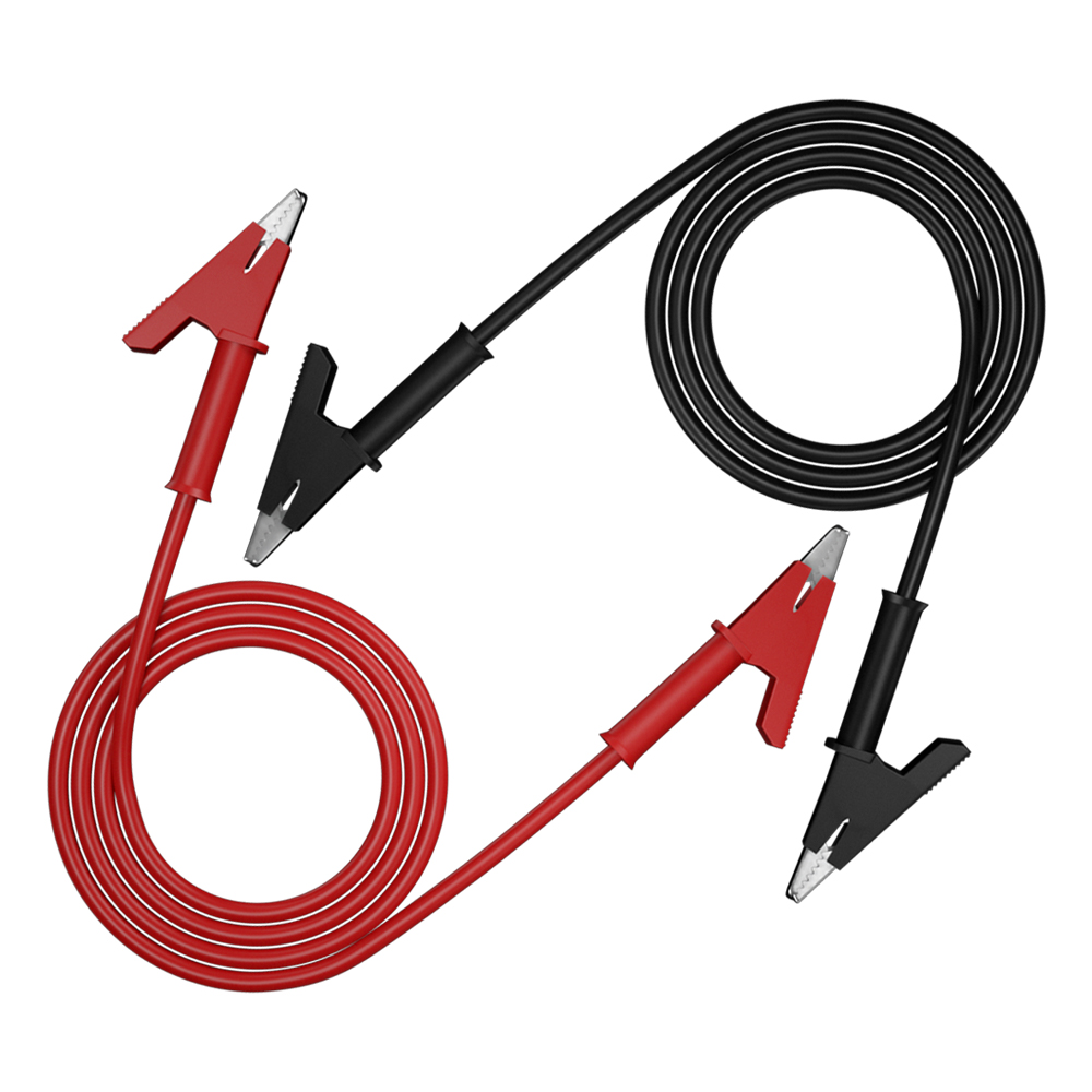 JZDZ 2pz 4mm spina a Banana a coccodrillo clip multimetro cavi di prova cavo linea ponticello filo 1m/3.3ft rosso nero: Argento