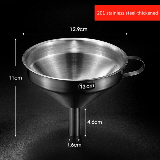 11/13/15cm Kitchen Stainless Steel Funnel Filling Funnel Seperatory Oil Beer Coffee Water Flask Soup Thicker Funnel Tools: 201 Thick 13cm