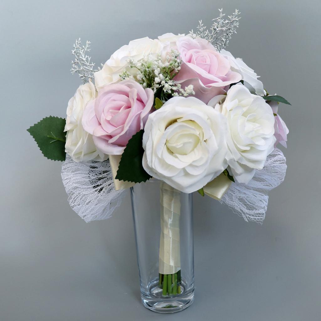 Handmade Realistic Wedding Bride Bouquet Hand Tied flower wesele Party Supplies wedding bouquet mariage floral hoops wedding2019: Champagne