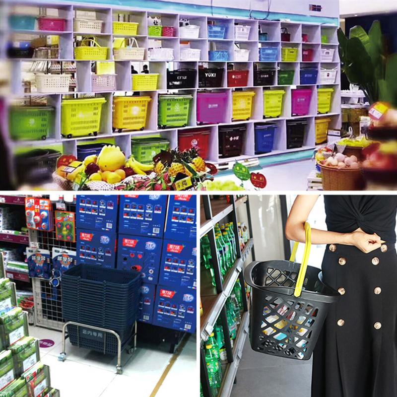 Plastic Storage Basket Portable Kitchen Vegetable Seasoning Basket Double Handles Supermarket Shopping Basket