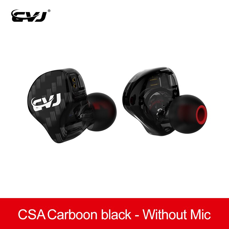 CVJ CSA 1BA + 1DD pilote hybride HIFI dans l'oreille moniteur écouteur avec connecteur 2PIN 0.75MM KZ ZSX ZS10PRO BLON BL03 BL05 BA5: Black no mic